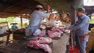 Morning Market Scenes - Amazing Food Market At Phsar Prek Ta Toun @Kandal Province