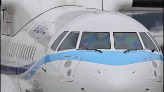 2025元旦午後松山空港，再遇華信航空認真的馬尾美女副機長，二位機長新年快樂。(小雨天氣)