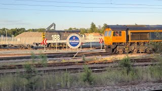 Passing GB rail freight yard #train #networkrail #trainspotting #railway #class08 #class66￼