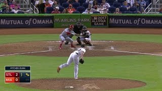 STL@MIA: G. Garcia beats the throw to first base