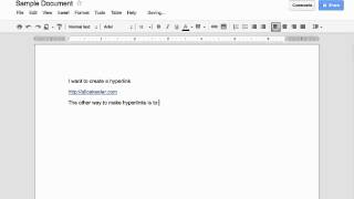 Creating a hyperlink in Google Docs