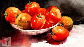 How To Draw Tomatoes | How To Paint Tomatoes in Watercolor | Still-Life Painting Demo Step by Step