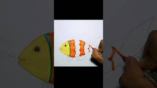 Fish 🐟 drawing with colour full drawing || kids drawing art #shorts #fish