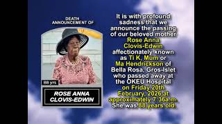 Rose Anna Clovis-Edwin ~ Short Obituary