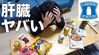 呑みすぎて肝臓ヤバいけど毎日酒呑む37歳アル中男性のコンビニ晩酌【ローソン】