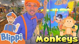 Learning Animals With Blippi In The Indoor Amusement Park | Educational Videos For Kids