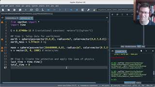 Problem Solving with Python: VPython, Gravitational Simulations