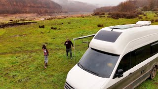 LUXURY CAMPERVAN CAMPING UNDER HEAVY RAIN | RELAXING ASMR