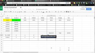 Google Sheets Video #2 Basic Algebra Equation