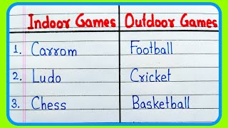 Indoor games name and Outdoor games name || Indoor and Outdoor games name