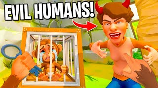 Saving My BABY MONKEY From The EVIL HUMANS! (I Am Monkey VR)