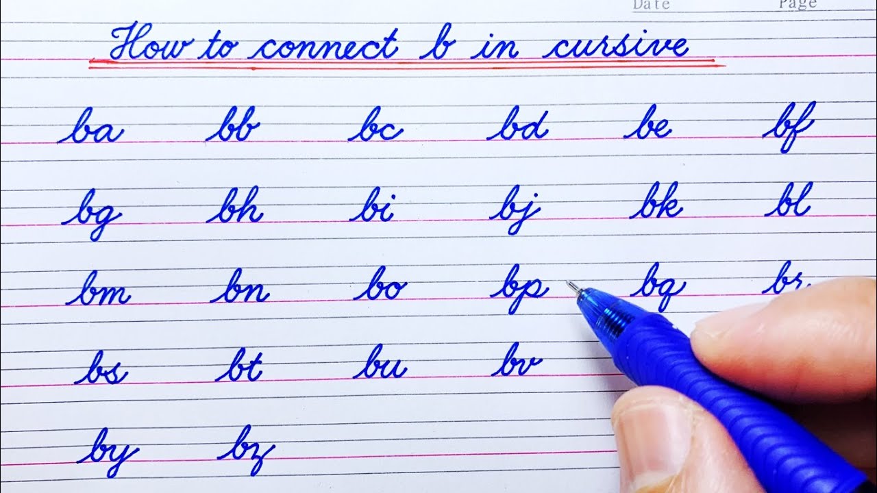 How To Write English Cursive Handwriting | How To Connect B (a-z ...