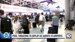 As long TSA lines continue, Trump proposes using ICE agents to help with airport security