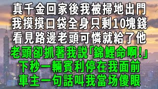 真千金回家後我被掃地出門，我摸摸口袋全身只剩10塊錢，看見路邊老頭可憐就給了他，老頭卻抓著我説｢錦鯉命啊!｣，下秒一輛賓利停在我面前，車主一句話叫我當场傻眼#荷上清風#爽文#情感故事#風生水起