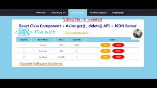React axios delete() api with json server in class component example