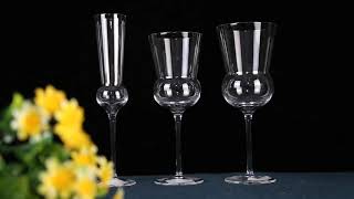 Hand Blown Clear Crystal Drinking Glassware Laser Cut Rim ed Wine Glasses