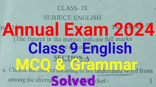 Class 9 English Annual Exam 2024 Question Paper Mcq Class 9 English
