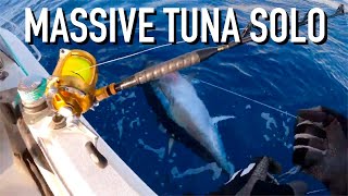 5m swell, 50 nm offshore Solo Tuna fishing