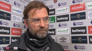 Jurgen Klopp frustrated with Liverpool's 1-1 draw against West Ham