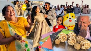 Darshak n patang🪁lapeta aur Kinjal n❤️dil😝papa n sudi se laddu kate🤣💓kite🪁festival🥳only dhamal