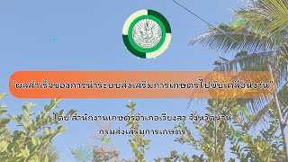 ผลสำเร็จในการนำระบบส่งเสริมการเกษตรไปขับเคลื่อนงานส่งเสริมการเกษตรในพื้นที่อำเภอเวียงสา