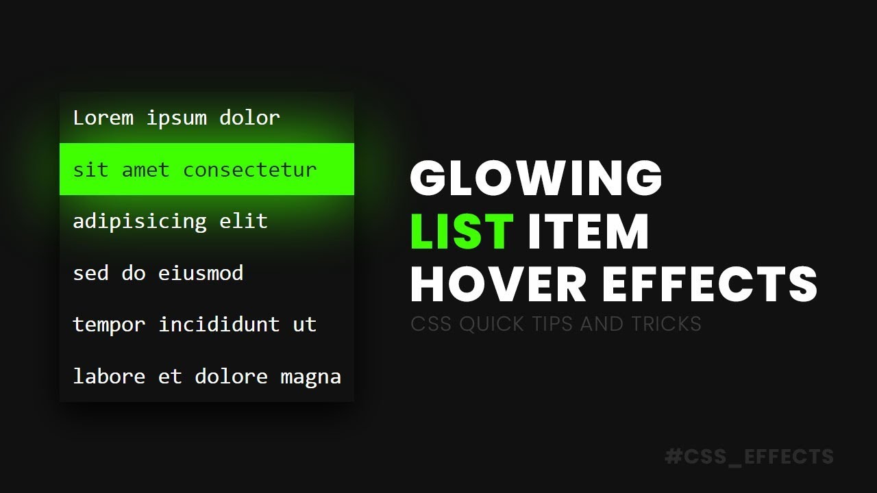 Glowing List Item Hover Effects | CSS Effects - YouTube