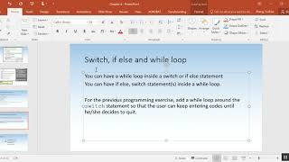 Chapter 6: switch Statement Inside a While loop