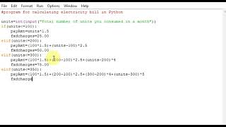 program for calculating electricity bill in Python