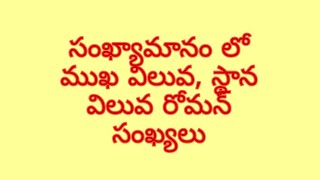 సంఖ్యామానం లో ముఖ విలువ, స్థాన విలువలు రోమన్ సంఖ్యలు