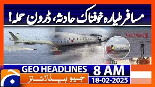 Eight hurt as plane flips on landing at Toronto airport | Geo News 8AM Headlines | 18 February 2025