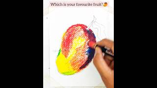 How to draw realistic Mango 🥭🥭 Drawing#shorts #howtodraw #oilpastel #drawing