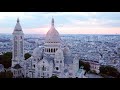 aerial sacre coeur basilica 4k tour sunrise montmartre paris drone view incredible france