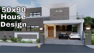 50X90 House Design | Modern House Architectural Plan | 3D Exterior Design | IQBAL ARCHITECTS