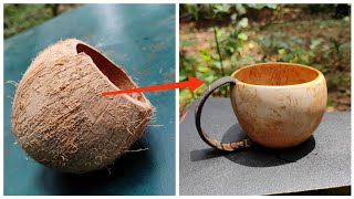how to make coconut shell white tea cup/ Kerala coconut shell  tea cup/diy/ homemade tea cup