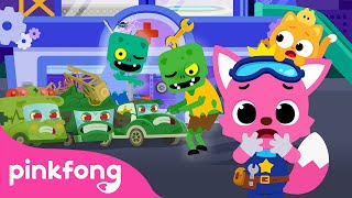 Help the Zombie Police Car Return to Normal! | 🚓 Car Hospital | BEST Car Songs | Official Pinkfong