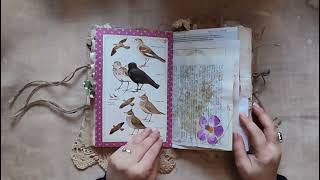 Botanical Junk Journal Handmade Flip Through | Grungy Nature \u0026 Birds Notebook