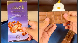 ASMR Unboxing: Germany Lindt Chocolate Ganznuss - Hazelnut Milk Chocolate Bars | Relaxing Sounds