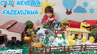 Fazendinha de brinquedo | Cavalo Boi | Leite das Vacas | Caiu Neve | Felipe Canopf | Cow Toy Farm