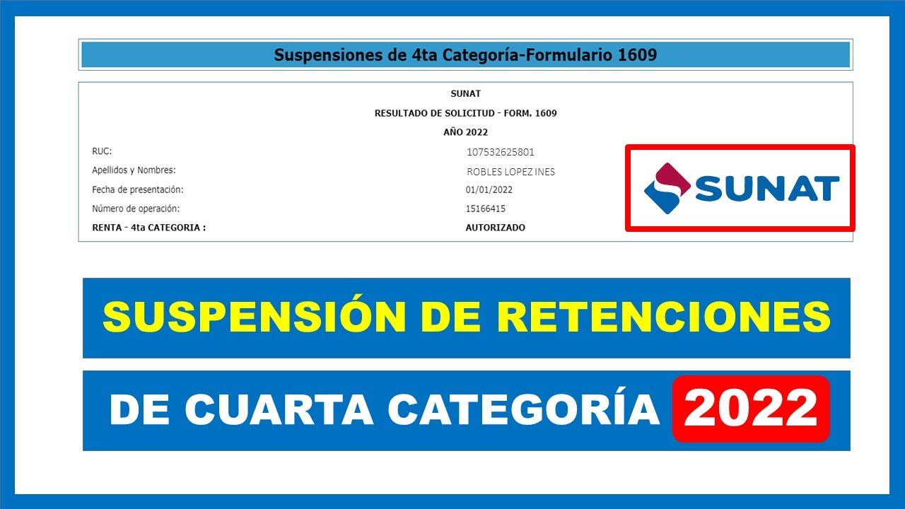 Suspensión De Cuarta Categoría 2022 - SUNAT - YouTube