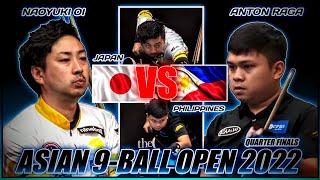 ANTON RAGA VS NAOYUKI OI, ASIAN 9-BALL OPEN 2022 - QUARTER FINALS | PHILIPPINES VS JAPAN