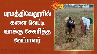 பரமத்திவேலூரில் களை வெட்டி வாக்கு சேகரித்த வேட்பாளர் | Paramathi Velur