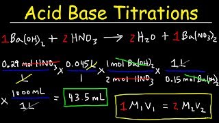 Acid Base Titration Problems, Basic Introduction, Calculations, Examples, Solution Stoichiometry