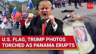 American Flag \u0026 Trump Effigy Set Ablaze Amid Riots In Panama; Marco Rubio's Trip Sparks Fury | Watch