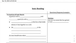 Help for Ionic Bonds Practice Problems