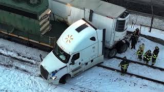 Train Accident with Walmart Tractor Trailer - Barnesville, PA 1-23-2025