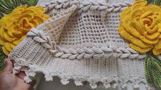 caminho de mesa trançado com mega flor #crochet #caminhodemesaemcroche