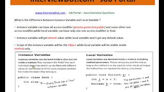 Java Interview Question and Answers Instance Variable and Local Variable In Java Difference