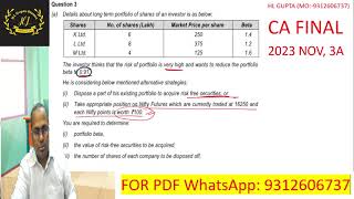 CA FINAL AFM II PORTFOLIO MANAGEMENT II SUGGESTED II NOV 2022 QN 3A II BY H L GUPTA