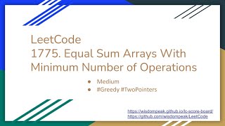 【每日一题】1775. Equal Sum Arrays With Minimum Number of Operations, 3/2/2021