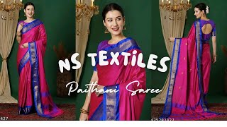 Traditional Paithani Saree | Pink with Blue Combination | NS Textiles | Silk Saree Manufacturer